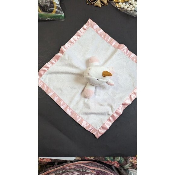 Cloud Island Pink White Unicorn Baby Sparkle Satin Trim Security Lovey plush - Picture 4 of 9